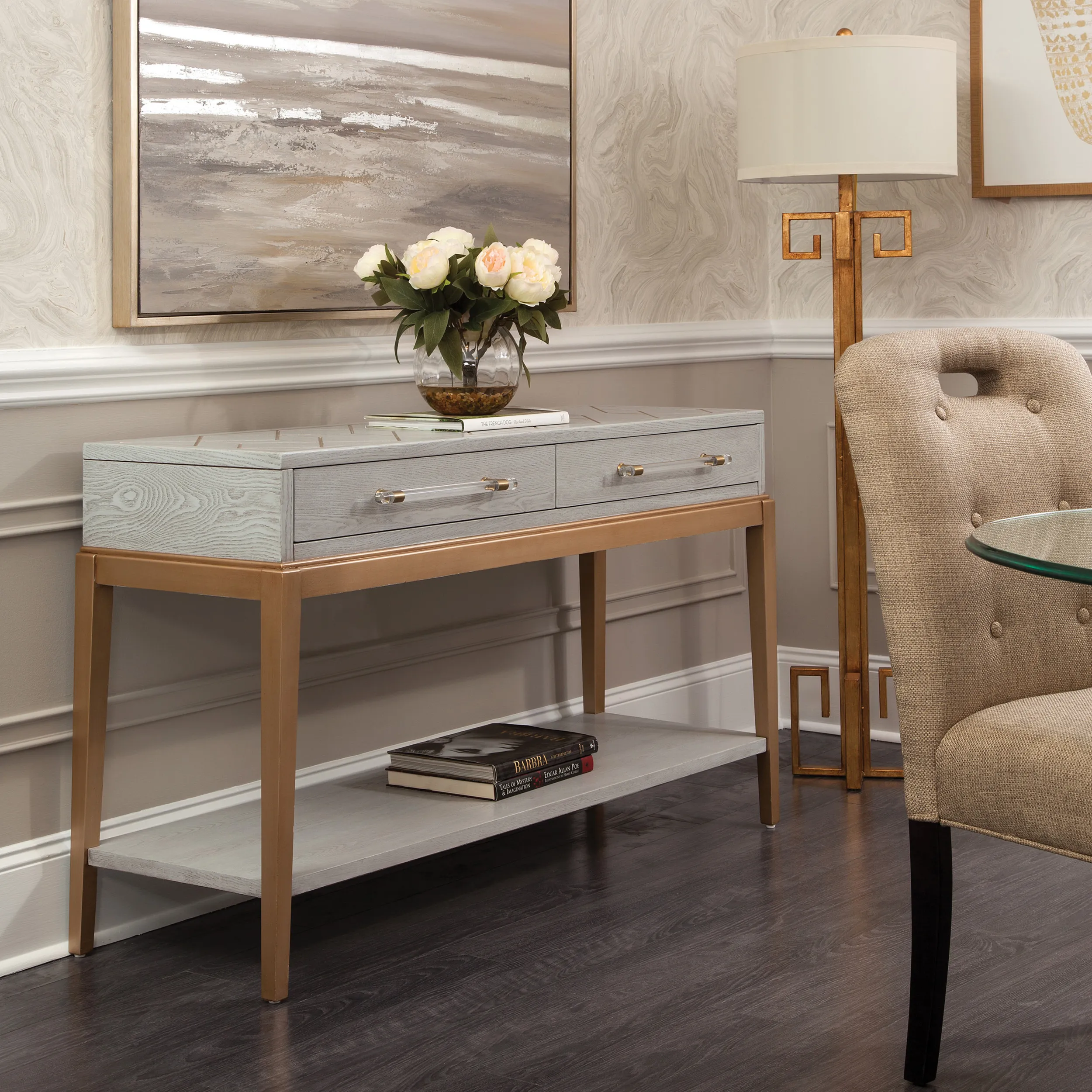 Alden Console Table, Graphite Gray/Gold 4 Alden Console Table, Graphite Gray/Gold