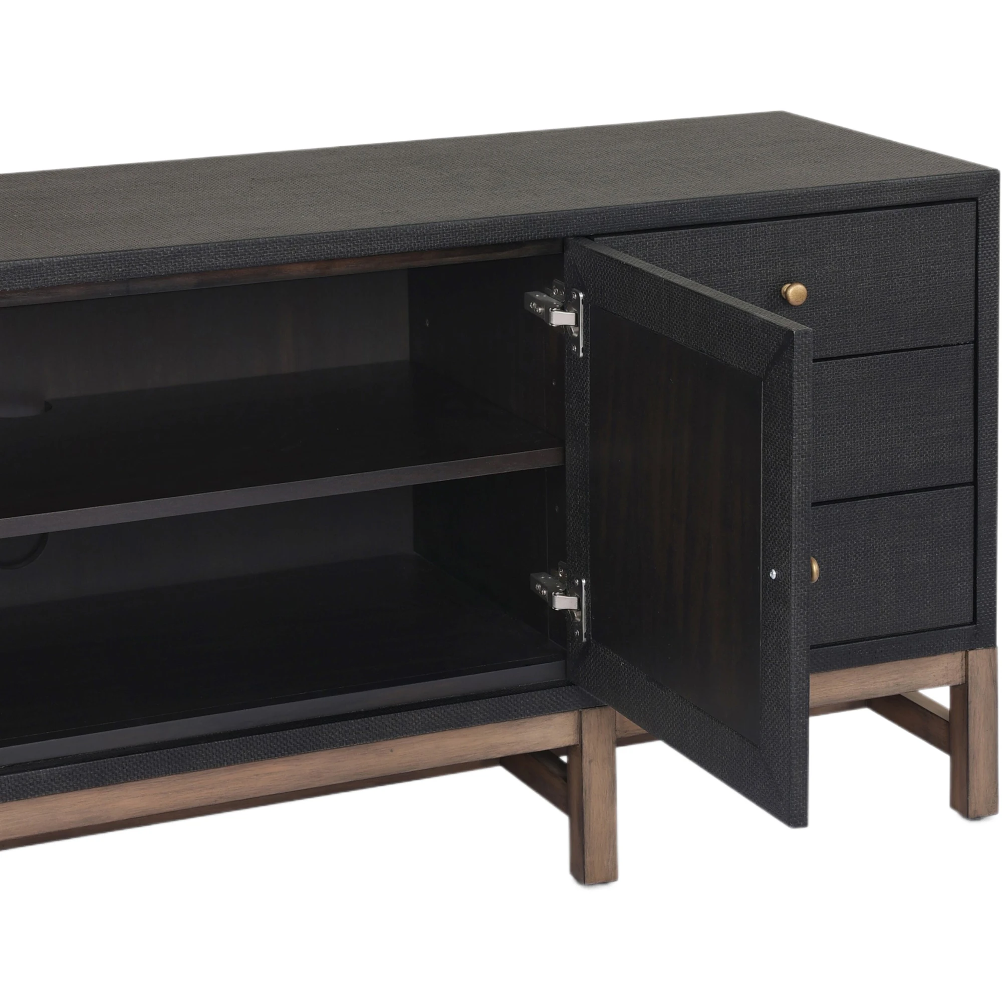 Pasco Media Console, Black Raffia 10 Pasco Media Console, Black Raffia