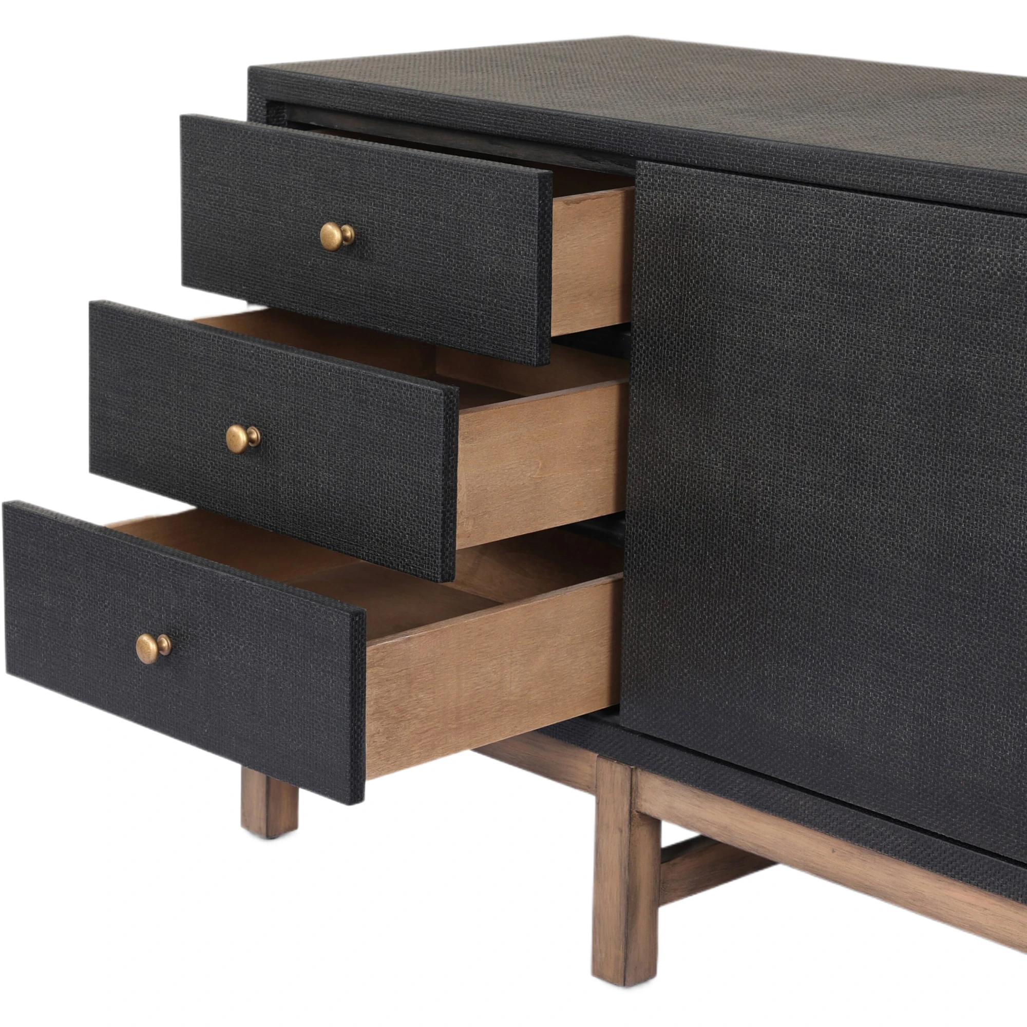Pasco Media Console, Black Raffia 9 Pasco Media Console, Black Raffia