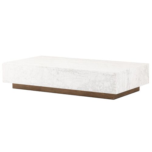 Leona Rectangular Coffee Table, White Carrara Marble 1 Leona Rectangular Coffee Table, White Carrara Marble