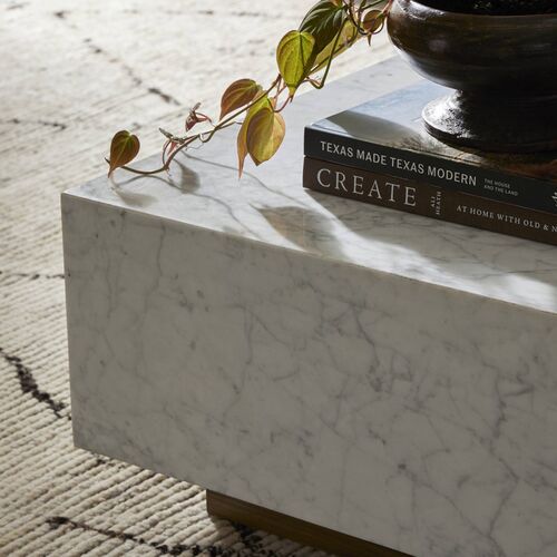 Leona Rectangular Coffee Table, White Carrara Marble 11 Leona Rectangular Coffee Table, White Carrara Marble