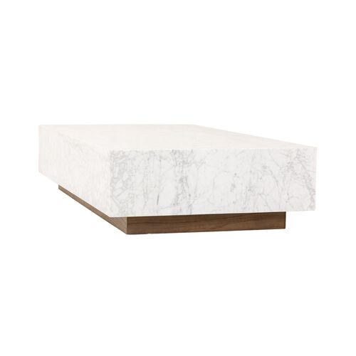 Leona Rectangular Coffee Table, White Carrara Marble 4 Leona Rectangular Coffee Table, White Carrara Marble