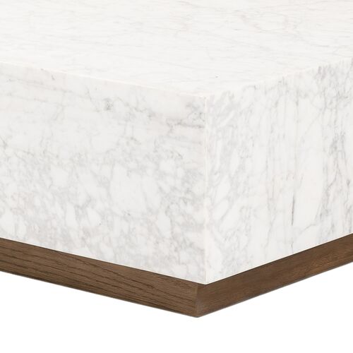 Leona Rectangular Coffee Table, White Carrara Marble 7 Leona Rectangular Coffee Table, White Carrara Marble