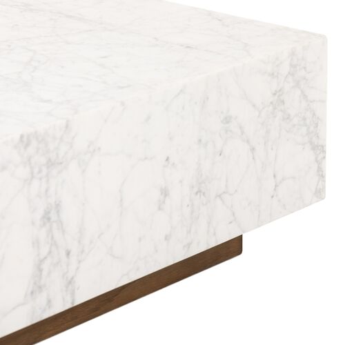 Leona Rectangular Coffee Table, White Carrara Marble 8 Leona Rectangular Coffee Table, White Carrara Marble