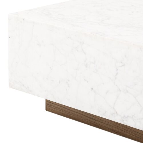 Leona Rectangular Coffee Table, White Carrara Marble 9 Leona Rectangular Coffee Table, White Carrara Marble
