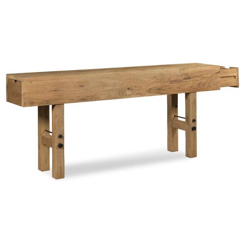 Maker's 84" Console Table, Breadboard/Aged Brass 2 Maker's 84" Console Table, Breadboard/Aged Brass