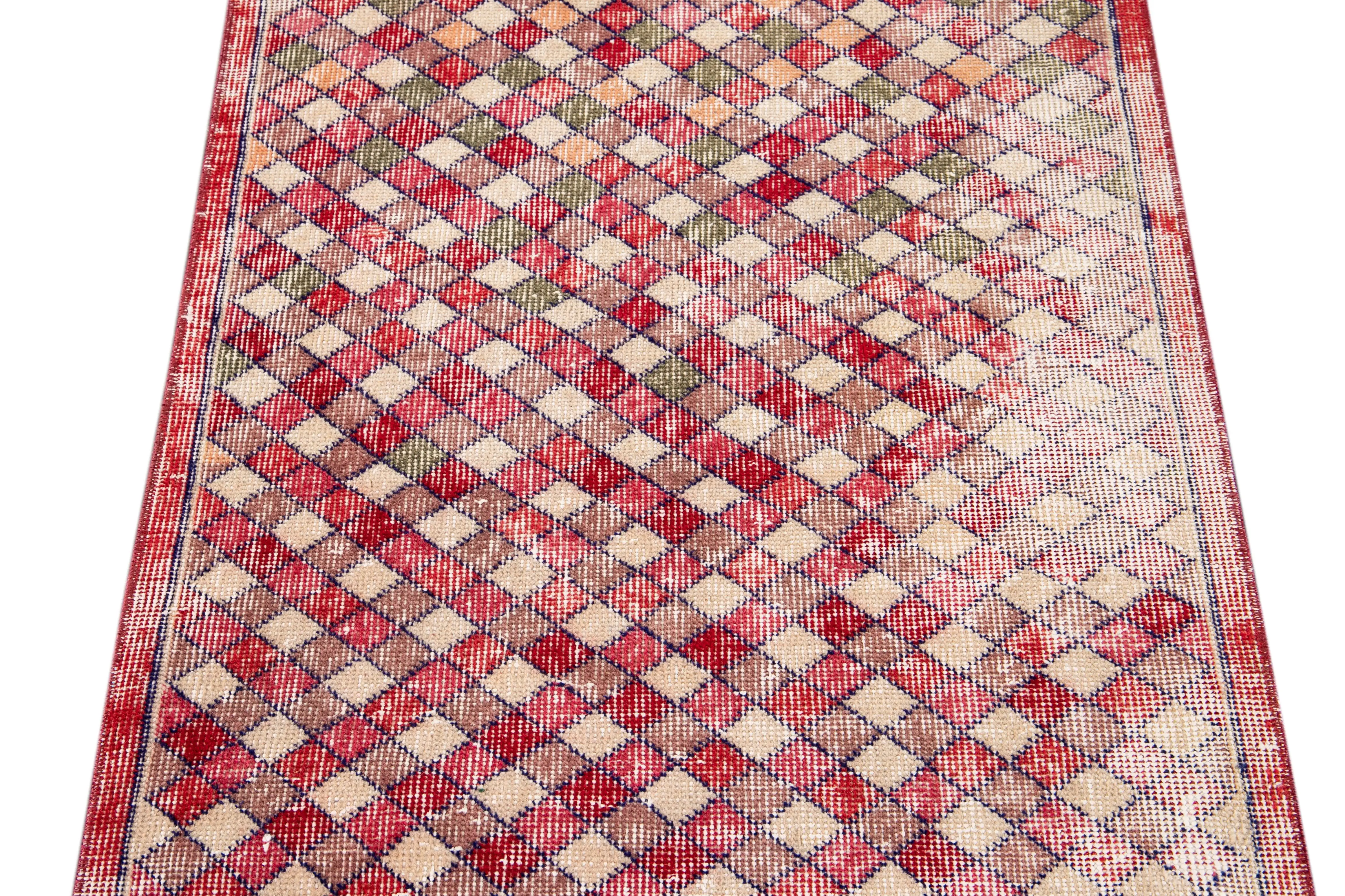 Vintage Turkish Wool Runner Rug 4 Vintage Turkish Wool Runner Rug