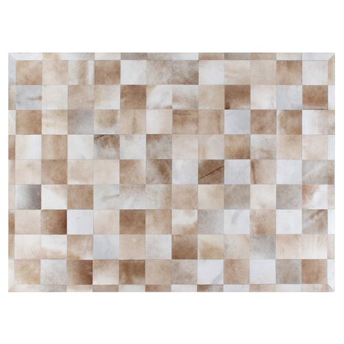 Stitched Blocks Hide, Beige 1 Stitched Blocks Hide, Beige