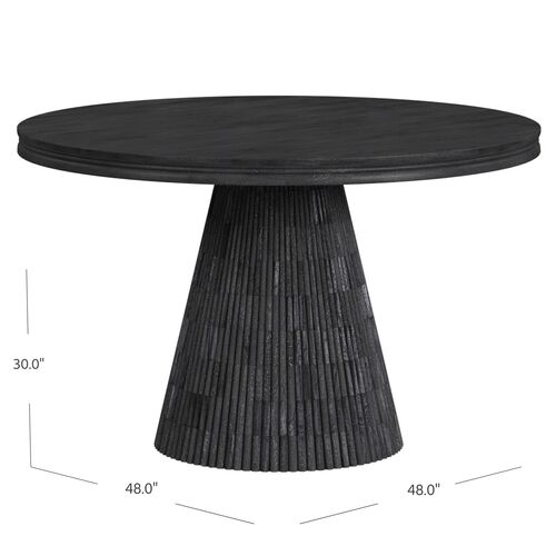 Everett 48" Round Fluted Dining Table, Charcoal 2 Everett 48" Round Fluted Dining Table, Charcoal