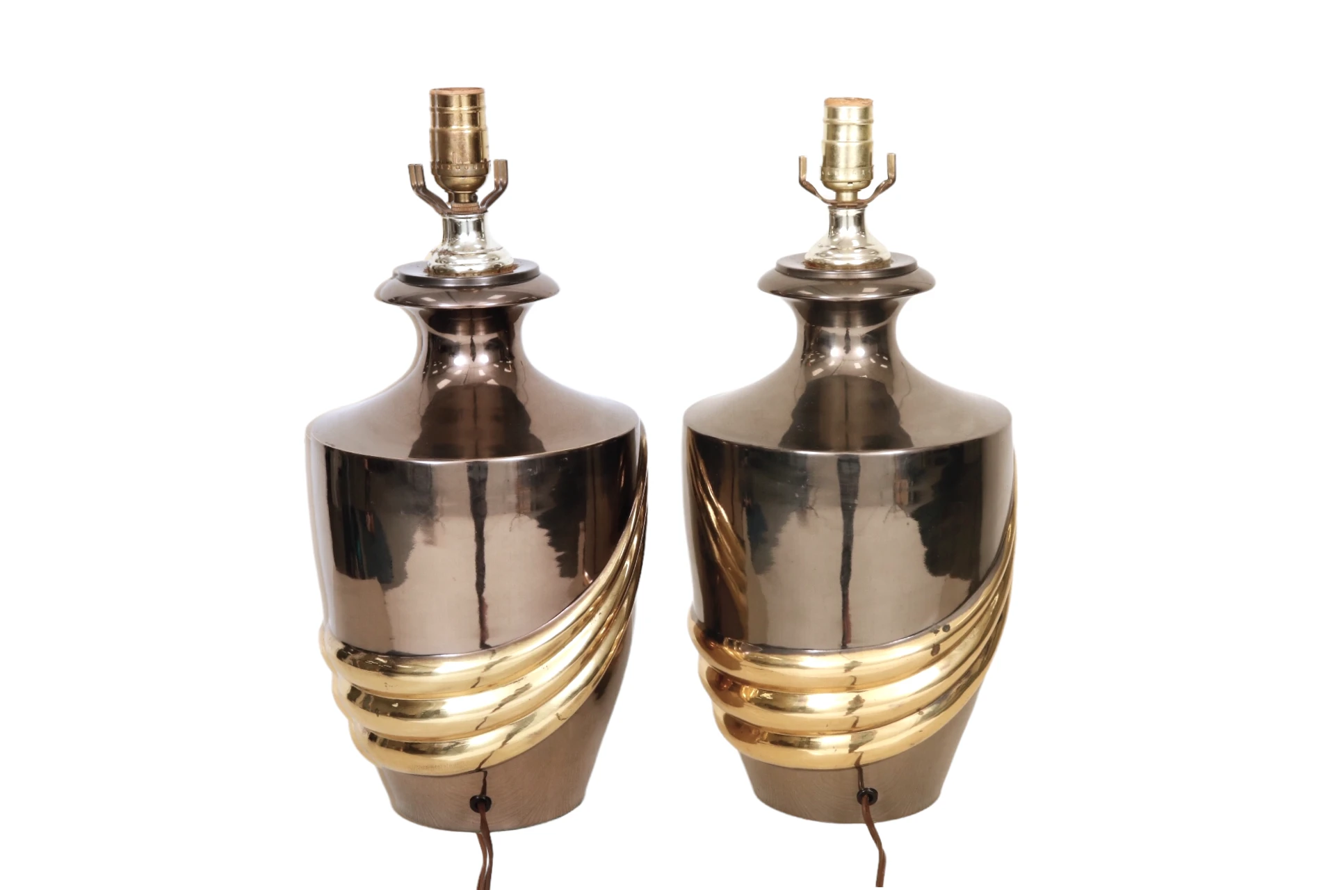 Brass Swag Table Lamps - a Pair 8 Brass Swag Table Lamps - a Pair