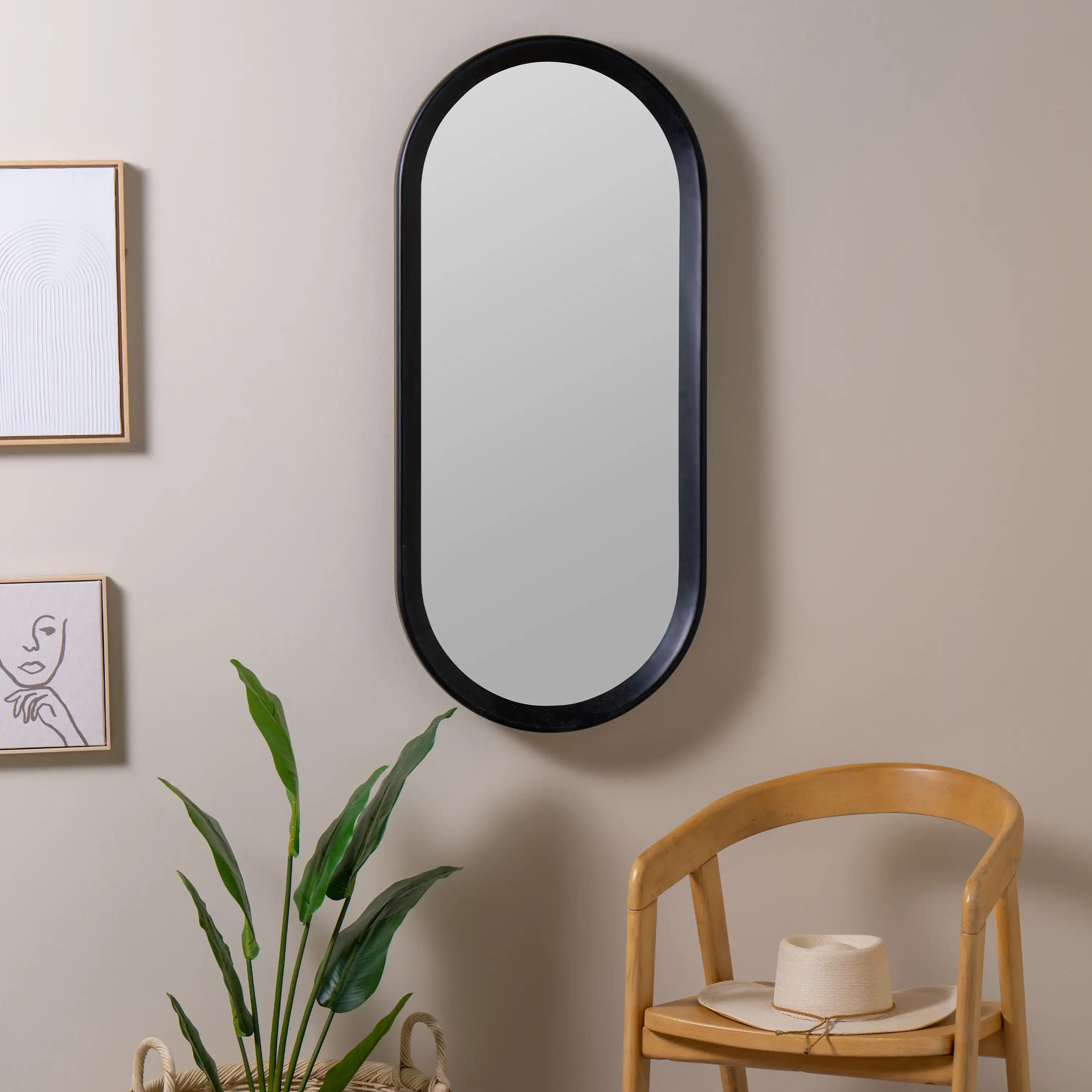 Marcia Oval Wall Mirror, Black 2 Marcia Oval Wall Mirror, Black