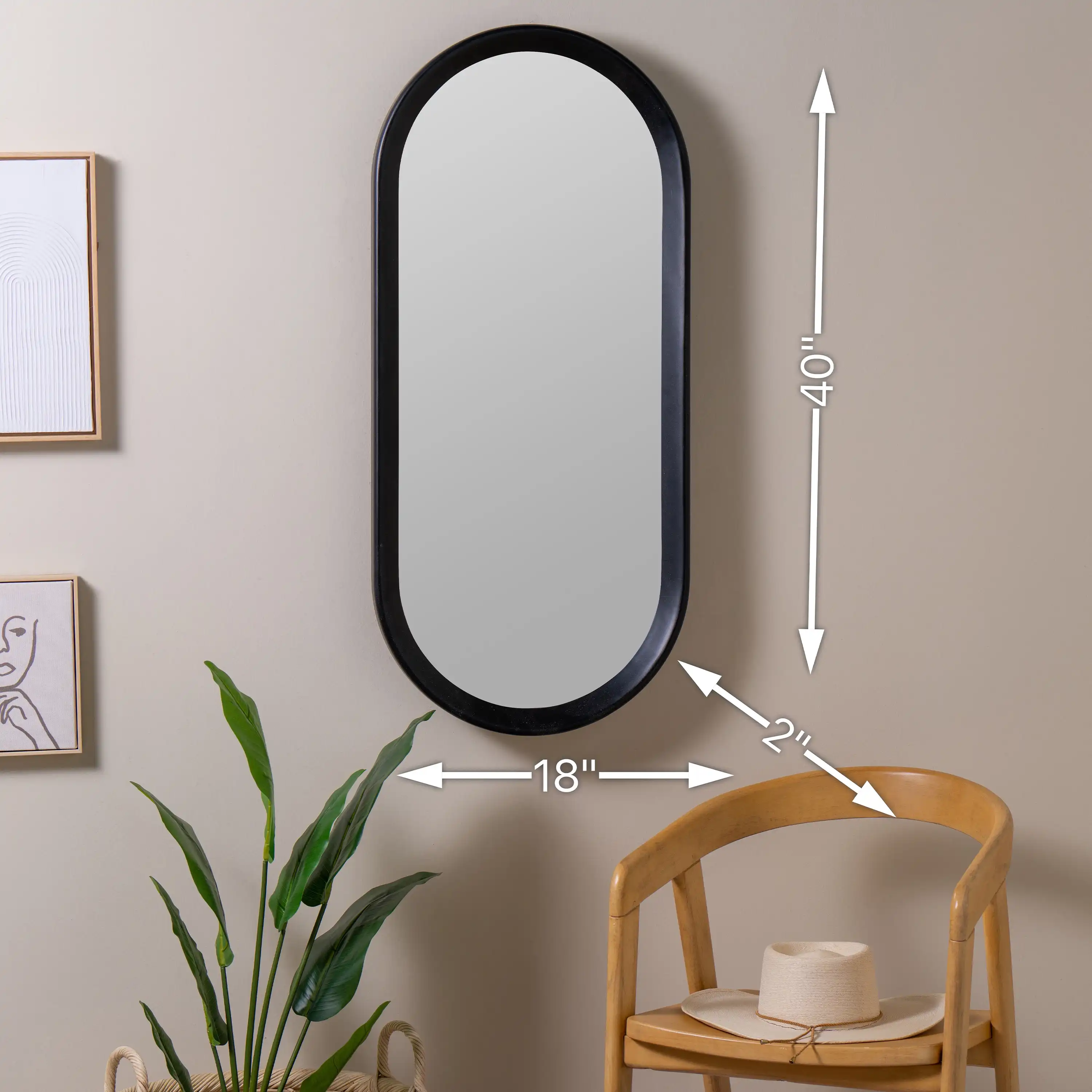 Marcia Oval Wall Mirror, Black 7 Marcia Oval Wall Mirror, Black