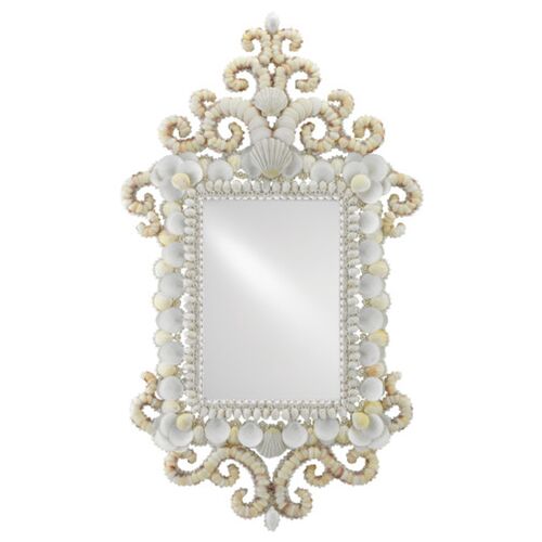 Cecilia Rectangular Shell Wall Mirror, White/Natural 1 Cecilia Rectangular Shell Wall Mirror, White/Natural