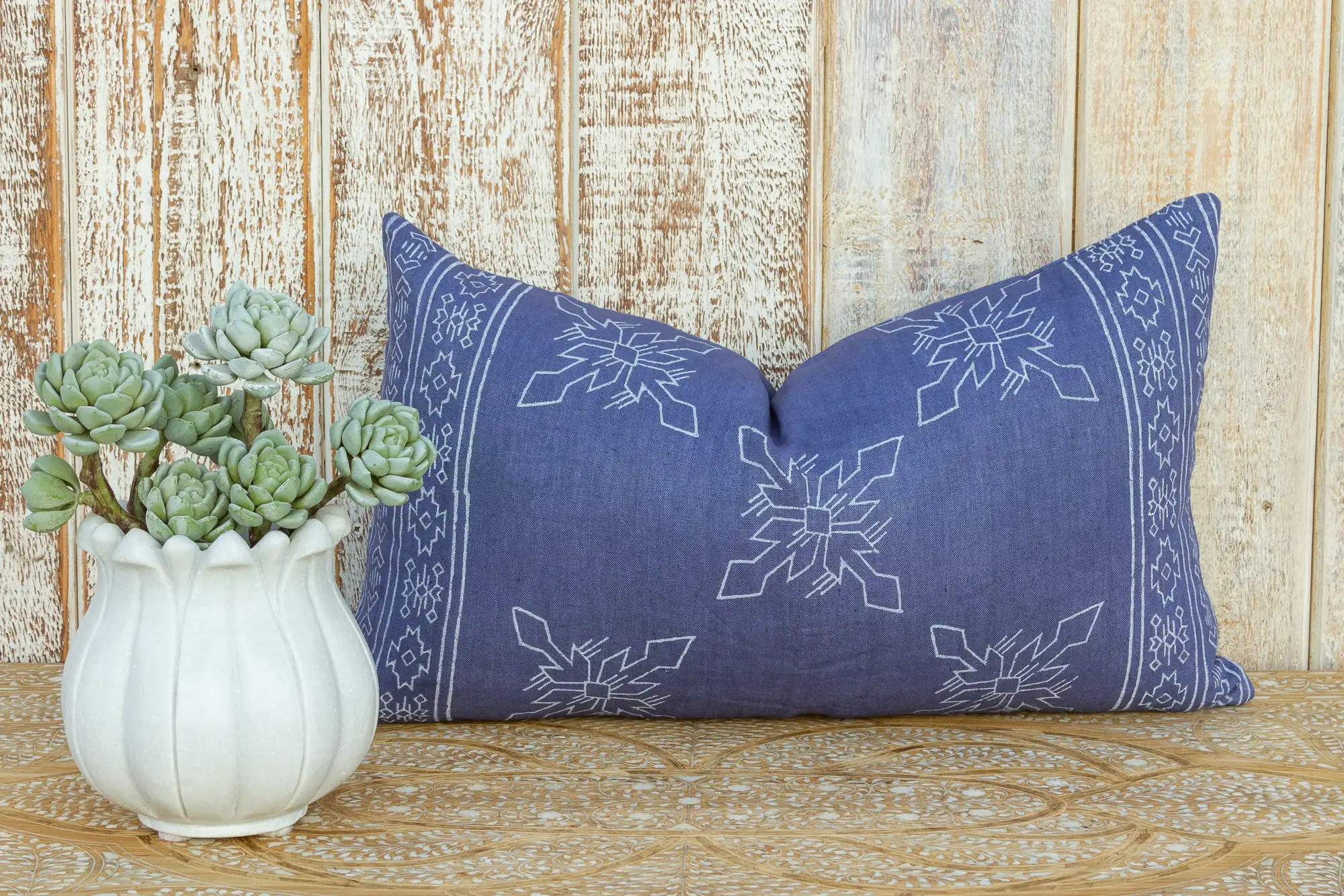 Blue Itzcali Aztec Block Print Pillow 2 Blue Itzcali Aztec Block Print Pillow