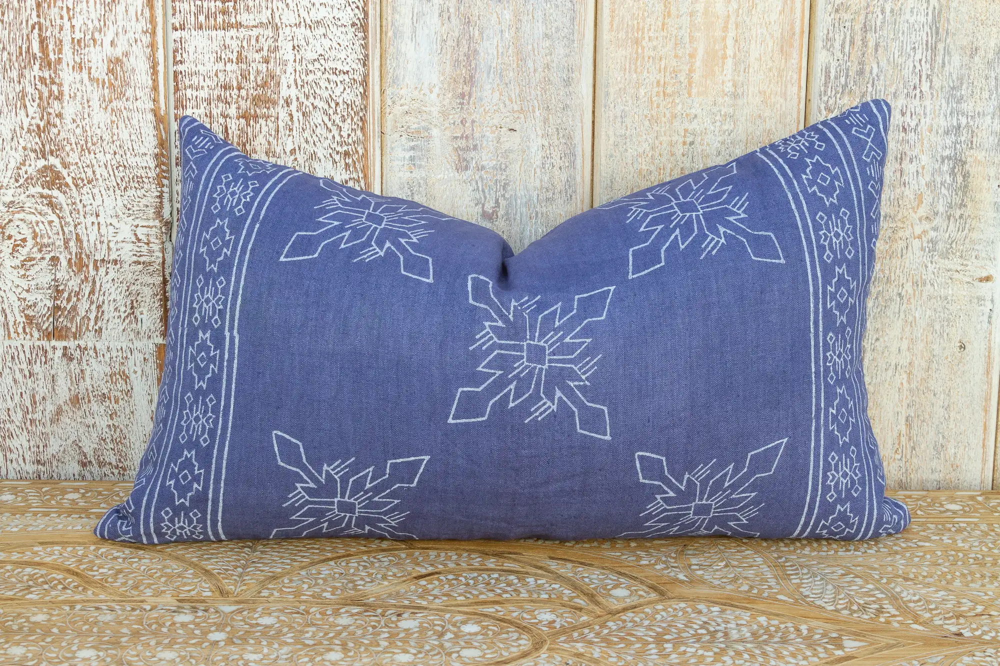 Blue Itzcali Aztec Block Print Pillow 6 Blue Itzcali Aztec Block Print Pillow