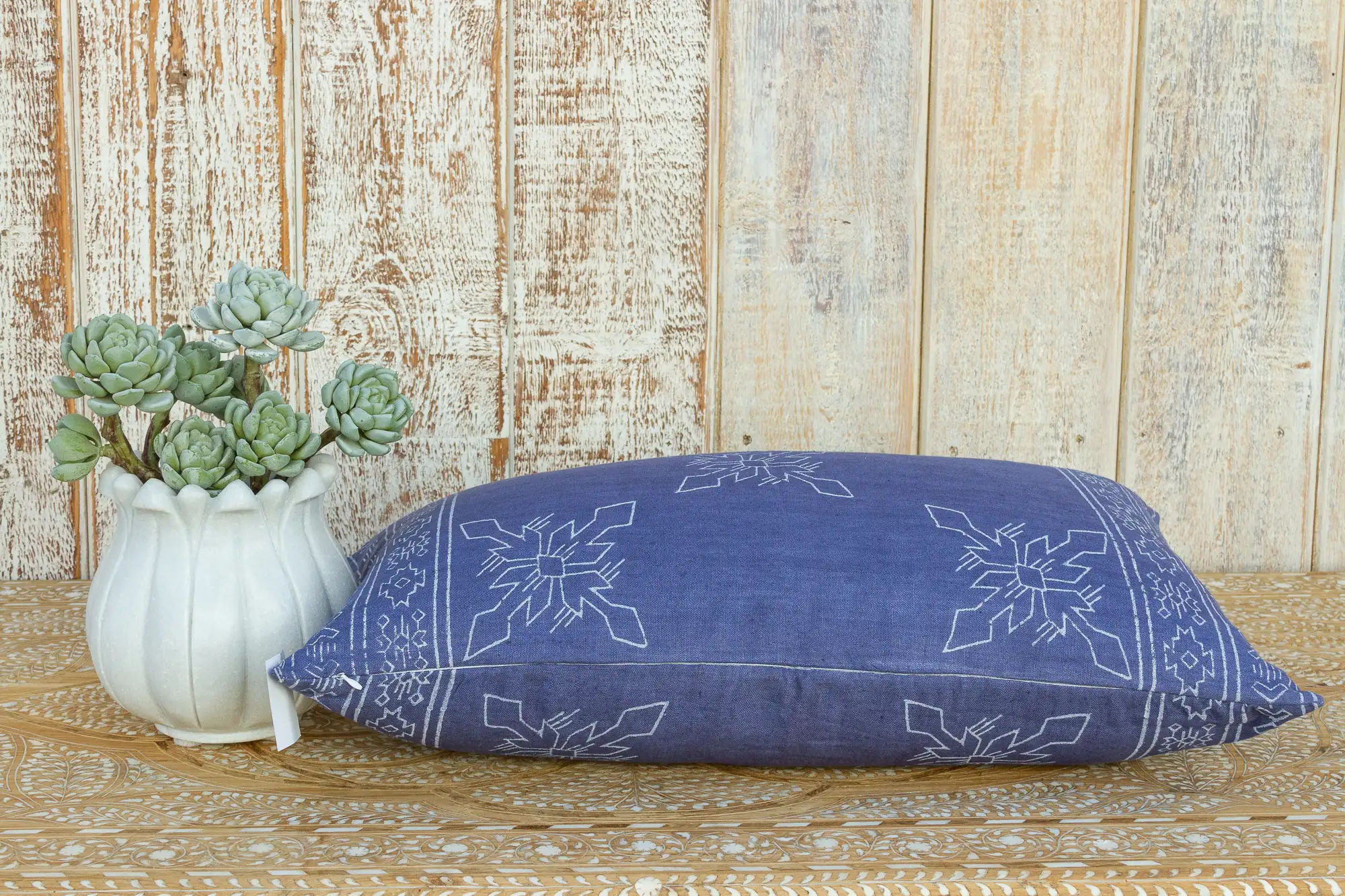 Blue Itzcali Aztec Block Print Pillow 7 Blue Itzcali Aztec Block Print Pillow