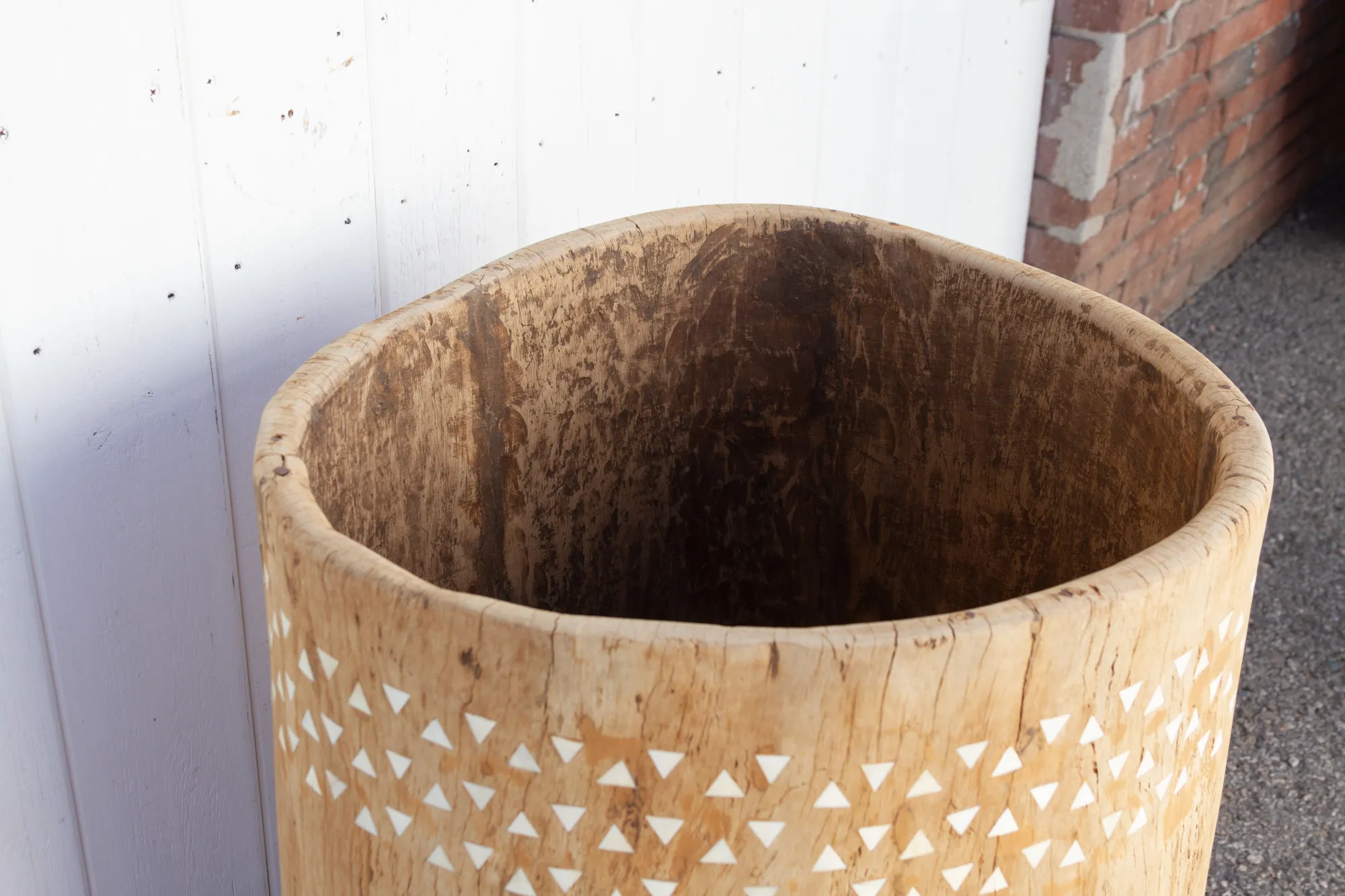 Oversize Bleached Wood Inlaid Planter 5 Oversize Bleached Wood Inlaid Planter