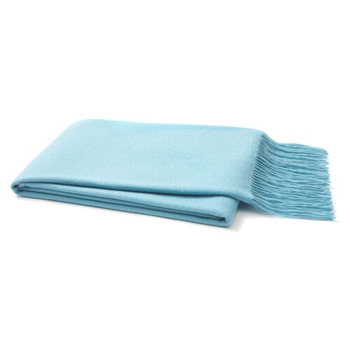Solid Cashmere Throw, Light Blue 1 Solid Cashmere Throw, Light Blue